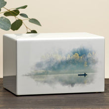 White Gloss MDF Artistic Calming Water Adult Cremation Urn - Funeral.com, Inc.