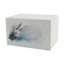 White Gloss MDF Artistic Cherry Blossom Adult Cremation Urn - Funeral.com, Inc.