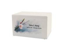 White Gloss MDF Artistic Cherry Blossom Adult Cremation Urn - Funeral.com, Inc.