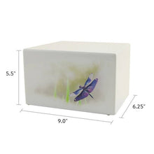White Gloss MDF Artistic Dragonfly Adult Cremation Urn - Funeral.com, Inc.