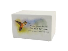 White Gloss MDF Artistic Hummingbird Adult Cremation Urn - Funeral.com, Inc.