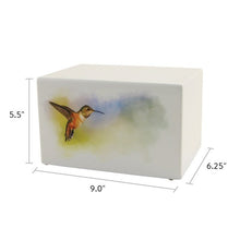 White Gloss MDF Artistic Hummingbird Adult Cremation Urn - Funeral.com, Inc.