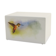 White Gloss MDF Artistic Hummingbird Adult Cremation Urn - Funeral.com, Inc.