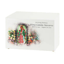 White Gloss MDF Artistic Lady of Guadalupe Adult Cremation Urn - Funeral.com, Inc.