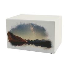 White Gloss MDF Artistic Night Sky Adult Cremation Urn - Funeral.com, Inc.