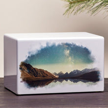 White Gloss MDF Artistic Night Sky Adult Cremation Urn - Funeral.com, Inc.