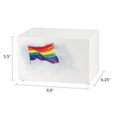 White Gloss MDF Artistic Rainbow Flag Adult Cremation Urn - Funeral.com, Inc.