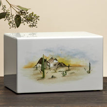 White Gloss MDF Desert Scene Adult Cremation Urn - Funeral.com, Inc.