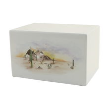 White Gloss MDF Desert Scene Adult Cremation Urn - Funeral.com, Inc.