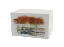 White Gloss MDF Forest Scene Adult Cremation Urn - Funeral.com, Inc.