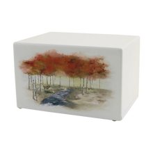 White Gloss MDF Forest Scene Adult Cremation Urn - Funeral.com, Inc.