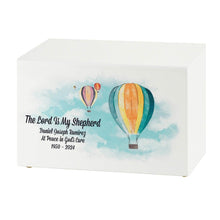 White Gloss MDF Hot Air Balloon Scene Adult Cremation Urn - Funeral.com, Inc.