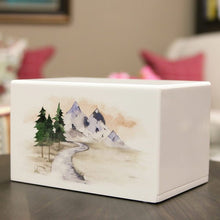 White Gloss MDF Mountain Stream Adult Cremation Urn - Funeral.com, Inc.