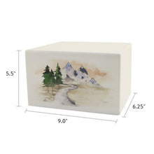 White Gloss MDF Mountain Stream Adult Cremation Urn - Funeral.com, Inc.