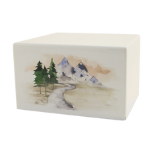 White Gloss MDF Mountain Stream Adult Cremation Urn - Funeral.com, Inc.