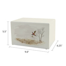 White Gloss MDF Pheasant Scene Adult Cremation Urn - Funeral.com, Inc.