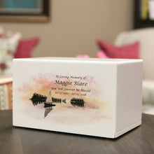 White Gloss MDF Sailboat Scene Adult Cremation Urn - Funeral.com, Inc.