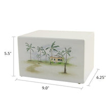 White Gloss MDF Tropical Scene Adult Cremation Urn - Funeral.com, Inc.