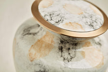 White Marble Aluminum Adult Cremation Urn with Brass Accents - Funeral.com, Inc.
