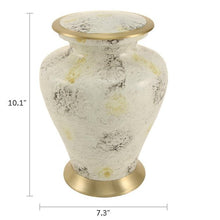 White Marble Aluminum Adult Cremation Urn with Brass Accents - Funeral.com, Inc.