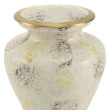 White Marble Aluminum Adult Cremation Urn with Brass Accents - Funeral.com, Inc.