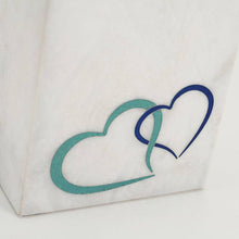 White Marble Blue Heart Inlay Large Pet Cremation Urn - Funeral.com, Inc.