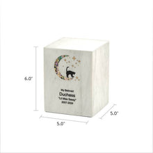 White Marble Cat & Moon Pink Inlay Large Pet Cremation Urn - Funeral.com, Inc.