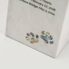 White Marble Paws Print Inlay Extra Large Pet Cremation Urn - Funeral.com, Inc.