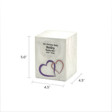 White Marble Pink Heart Inlay Medium Pet Cremation Urn - Funeral.com, Inc.