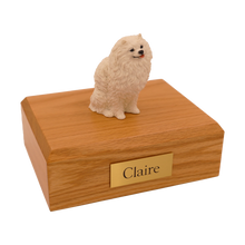 White Pomeranian, Sitting Figurine Pet Cremation Urn - Funeral.com, Inc.