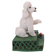 White Sport Cut Poodle, Sitting on Steps Figurine Pet Cremation Urn - Funeral.com, Inc.