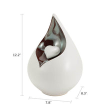 White Teardrop Heart Ceramic Adult Cremation Urn - Funeral.com, Inc.
