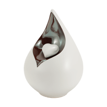 White Teardrop Heart Ceramic Adult Cremation Urn - Funeral.com, Inc.