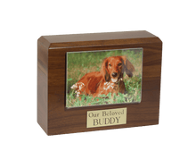 Wooden Pet Cremation Urn with 4" x 6" Photo Holder - Funeral.com, Inc.