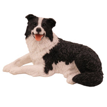 Wooden Pet Urn with Lying Down Border Collie Figurine & 4x6 Inches Photo Holder - Funeral.com, Inc.