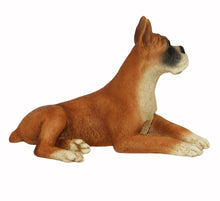 Wooden Pet Urn with Lying Down Boxer with Ears Up Figurine & 4x6 Inches Photo Holder - Funeral.com, Inc.