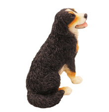 Wooden Pet Urn with Sitting Bernese Mountain Dog Figurine & 4x6 Inches Photo Holder - Funeral.com, Inc.