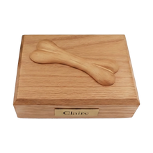 Wooden Traditional Pet Cremation Urn with Bone Adornment - Funeral.com, Inc.