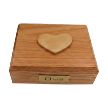 Wooden Traditional Pet Cremation Urn with Heart Adornment - Funeral.com, Inc.