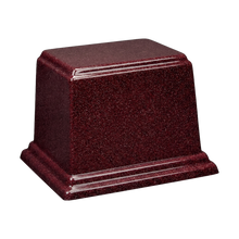 Rectangle Cultured Granite Cremation Urn For Ashes - Burgundy
