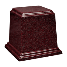 Square Cultured Granite Cremation Urn For Ashes - Burgundy