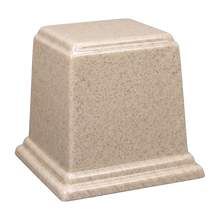 Square Cultured Granite Cremation Urn For Ashes - Cream